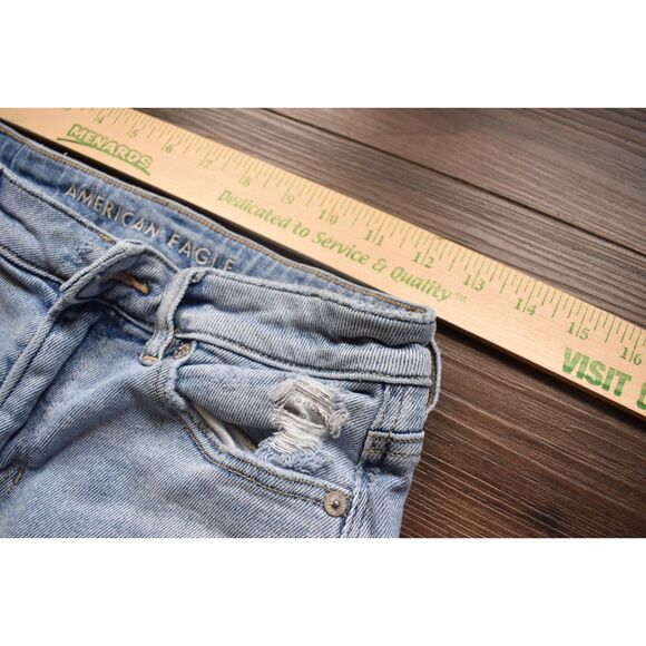 American Eagle Mom Jeans Distressed Light Blue High Rise Womens 0 - Picture 3 of 9